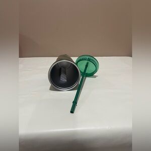 Starbucks stainless steel Green Tumbler with Straw.